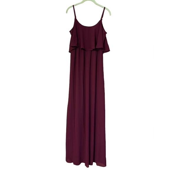 Show Me Your Mumu NEW Size Small Caitlin Ruffle Maxi Dress in Merlot Chiffon - Picture 13 of 14